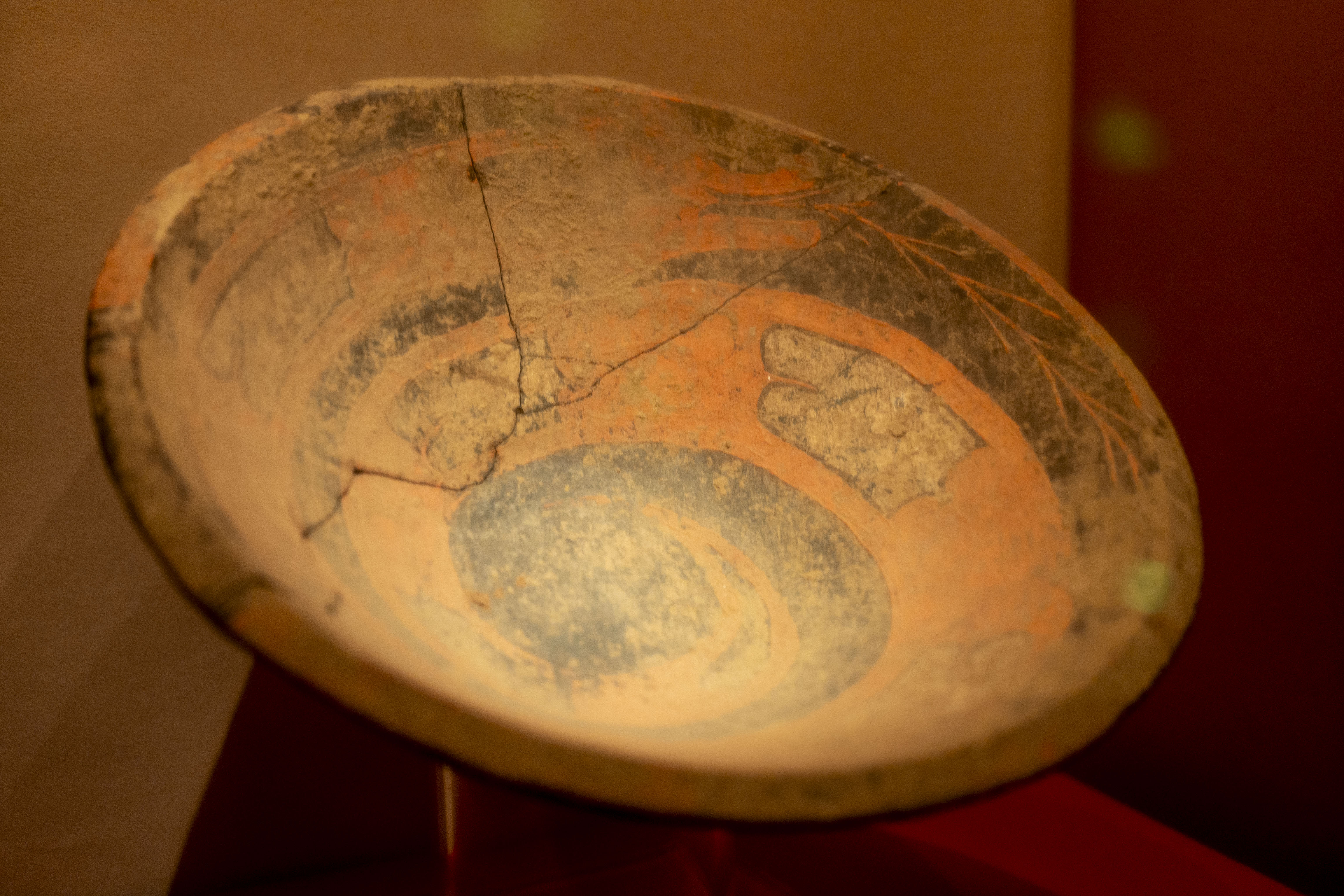 彩繪蟠龍紋陶盤。人民網 盧鵬宇攝